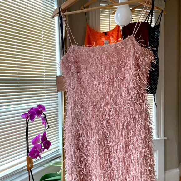 NWT Forever 21 Sparkly Pink Fringe Dress - Picture 4 of 4